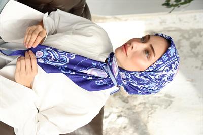 Luna Desen Bambu Kraş Eşarp Eflatun