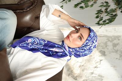 Luna Desen Bambu Kraş Eşarp Eflatun