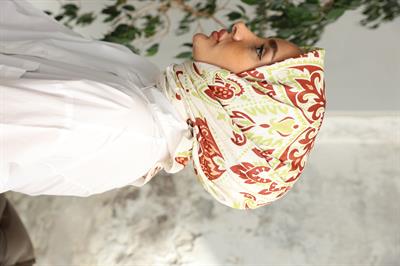 Luna Desen Bambu Kraş Eşarp Kızıl