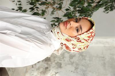 Luna Desen Bambu Kraş Eşarp Kızıl