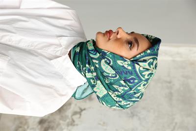 Luna Desen Bambu Kraş Eşarp Koyu Yeşil