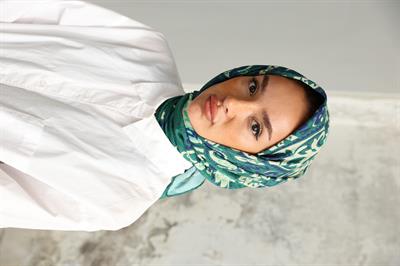 Luna Desen Bambu Kraş Eşarp Koyu Yeşil