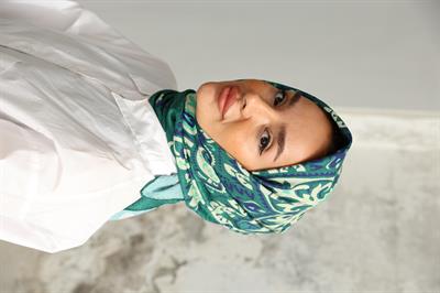 Luna Desen Bambu Kraş Eşarp Koyu Yeşil