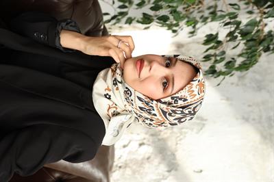 Luna Desen Bambu Kraş Eşarp Krem