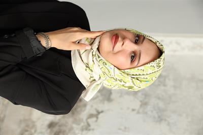 Luna Desen Bambu Kraş Eşarp Limon