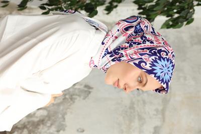 Luna Desen Bambu Kraş Eşarp Mor