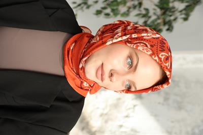 Luna Desen Bambu Kraş Eşarp Portakal