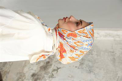 Luna Desen Bambu Kraş Eşarp Safran