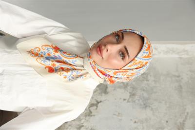 Luna Desen Bambu Kraş Eşarp Safran