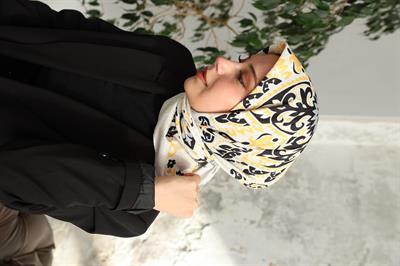 Luna Desen Bambu Kraş Eşarp Sarı