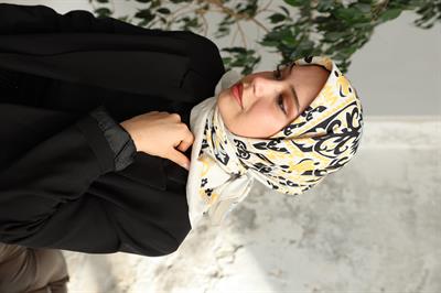 Luna Desen Bambu Kraş Eşarp Sarı