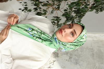 Luna Desen Bambu Kraş Eşarp Soft Yeşil