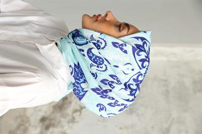 Luna Desen Bambu Kraş Eşarp Su Yeşili