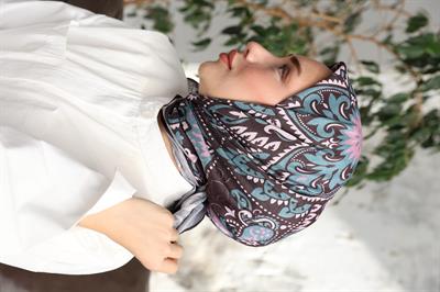 Luna Desen Bambu Kraş Eşarp Toprak