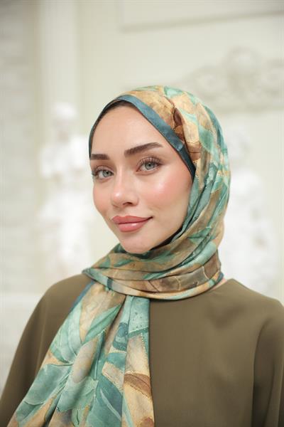 Menor Desenli Pamuk Şal Bakır Yeşil