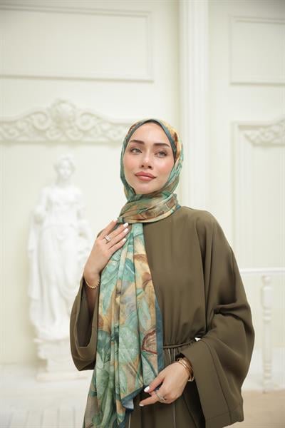 Menor Desenli Pamuk Şal Bakır Yeşil