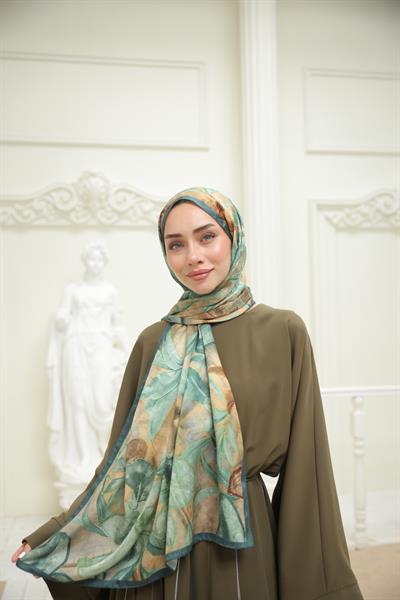 Menor Desenli Pamuk Şal Bakır Yeşil