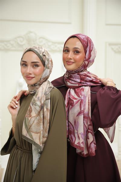 Menor Desenli Pamuk Şal Bordo