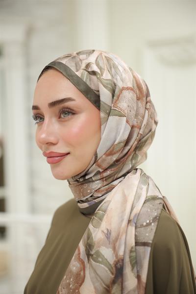 Menor Desenli Pamuk Şal Çam Yeşili