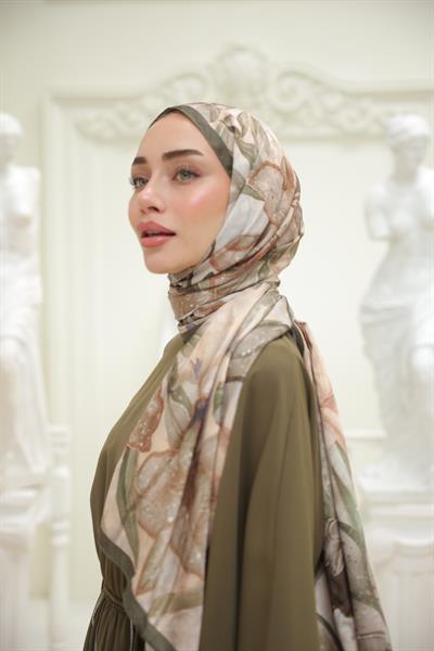 Menor Desenli Pamuk Şal Çam Yeşili