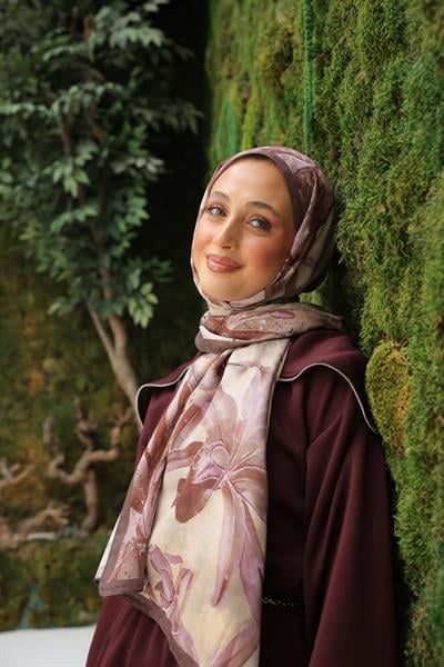 Menor Desenli Pamuk Şal Lila