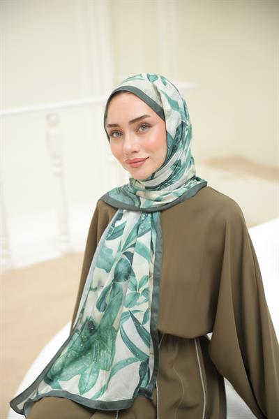 Menor Desenli Pamuk Şal Petrol Yeşili