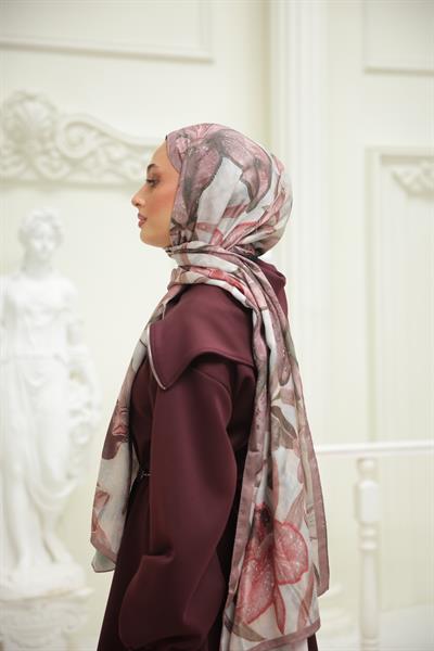 Menor Desenli Pamuk Şal Rose