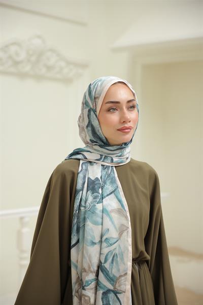 Menor Desenli Pamuk Şal Turkuaz