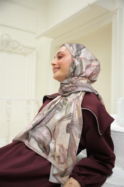 Menor Desenli Pamuk Şal Vizon