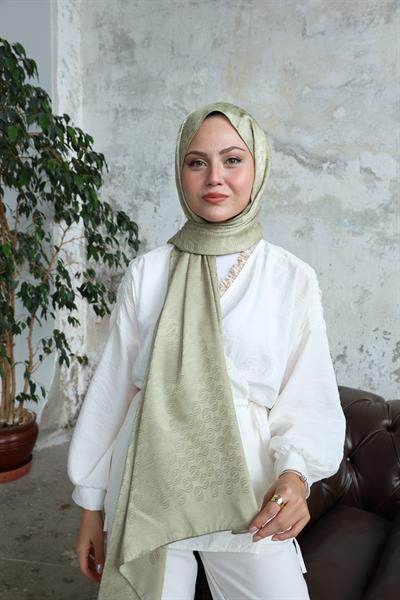 Midye Desen Jakar Şal Çağla Yeşili