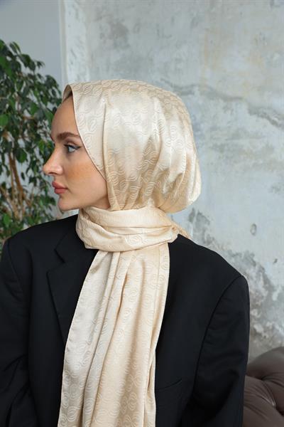 Midye Desen Jakar Şal Cappucino