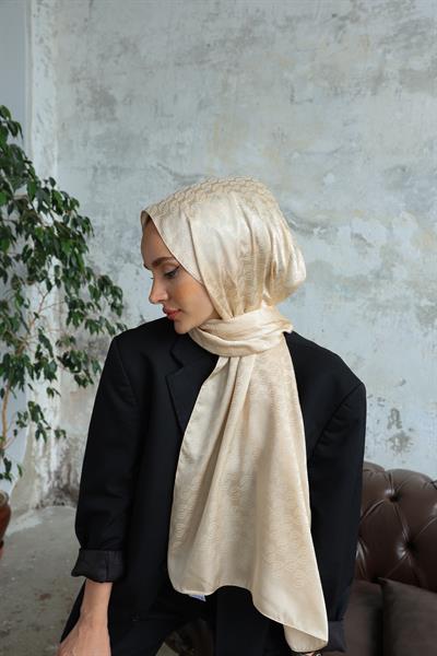 Midye Desen Jakar Şal Cappucino