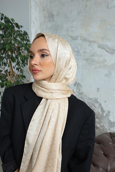 Midye Desen Jakar Şal Cappucino
