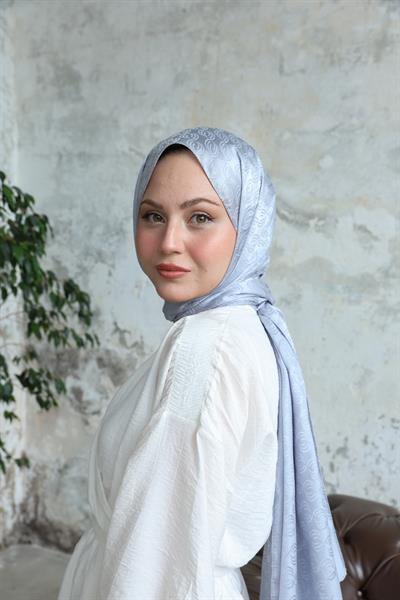 Midye Desen Jakar Şal Gümüş Gri