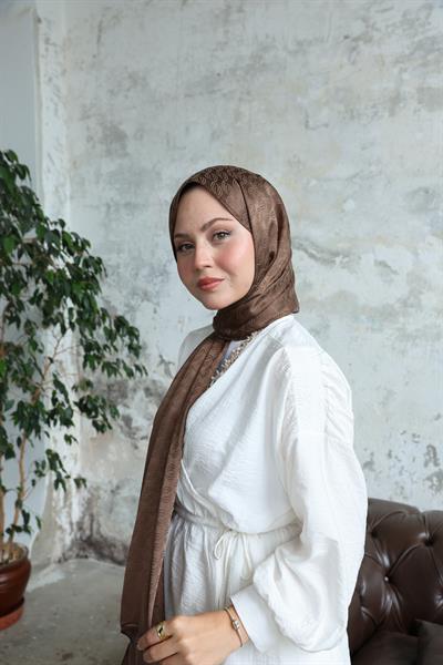 Midye Desen Jakar Şal Kahve