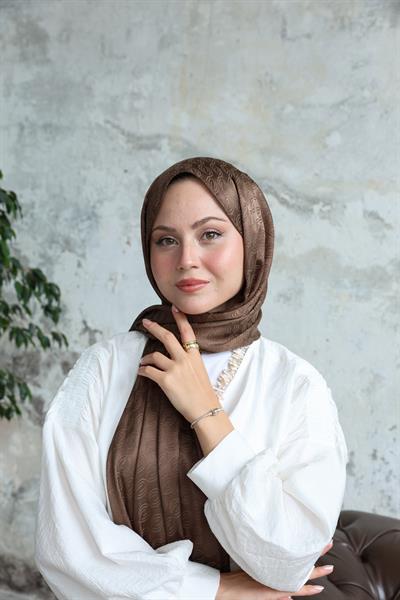 Midye Desen Jakar Şal Kahve
