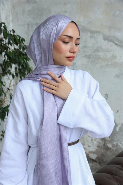 Midye Desen Jakar Şal Lila