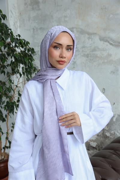 Midye Desen Jakar Şal Lila