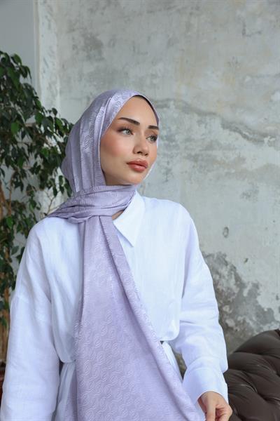 Midye Desen Jakar Şal Lila