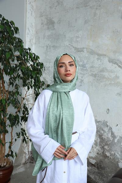 Midye Desen Jakar Şal Mint Yeşil