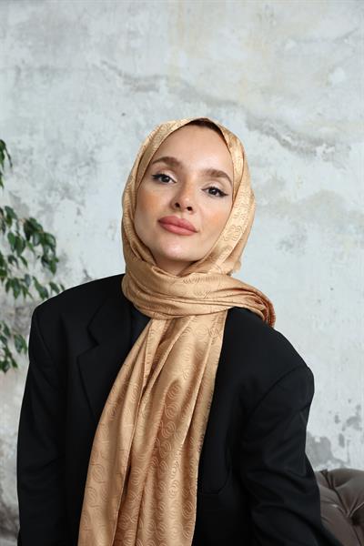Midye Desen Jakar Şal Safran