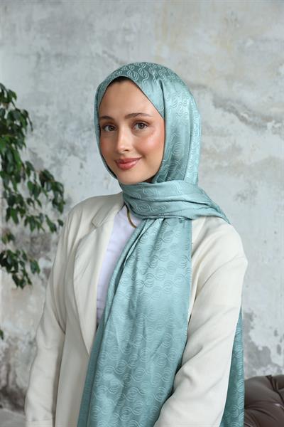 Midye Desen Jakar Şal Su Yeşili