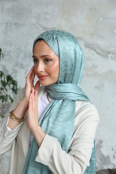 Midye Desen Jakar Şal Su Yeşili