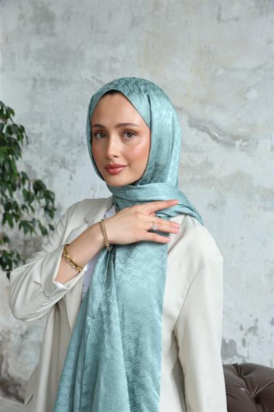 Midye Desen Jakar Şal Su Yeşili