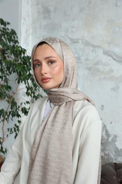 Midye Desen Jakar Şal Vizon