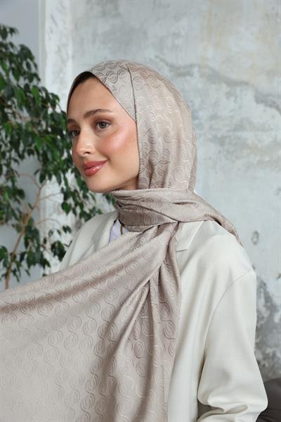 Midye Desen Jakar Şal Vizon