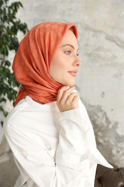 Monogram Desen Jakar Eşarp Bakır