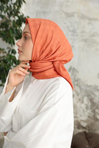 Monogram Desen Jakar Eşarp Bakır