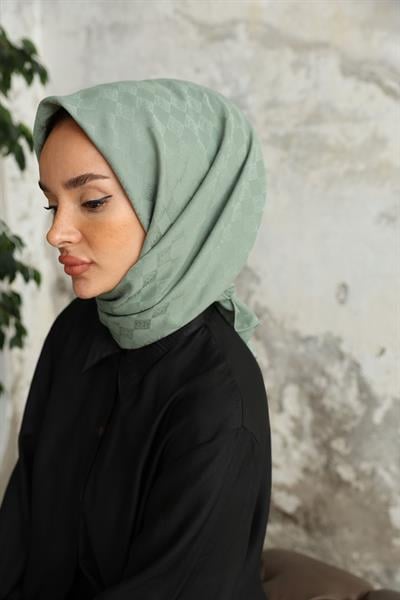 Monogram Desen Jakar Eşarp Çağla Yeşil