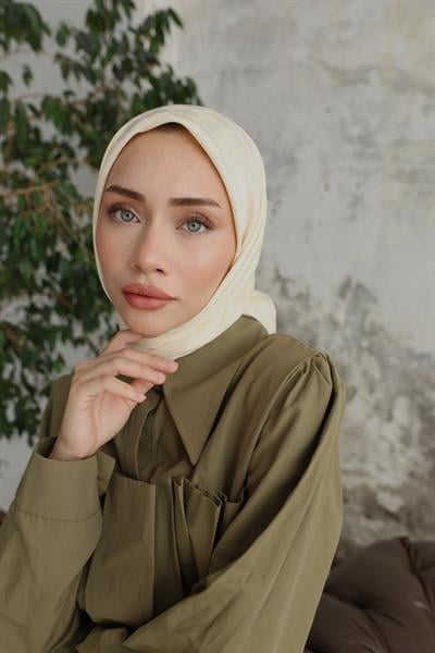 Monogram Desen Jakar Eşarp Ekru